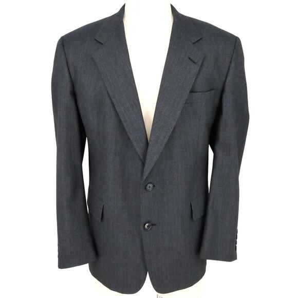 Hart Schaffner Marx Sport Coat Mens 46R Wool Dark Gray Jacket Silver Trumpeter - Picture 1 of 16
